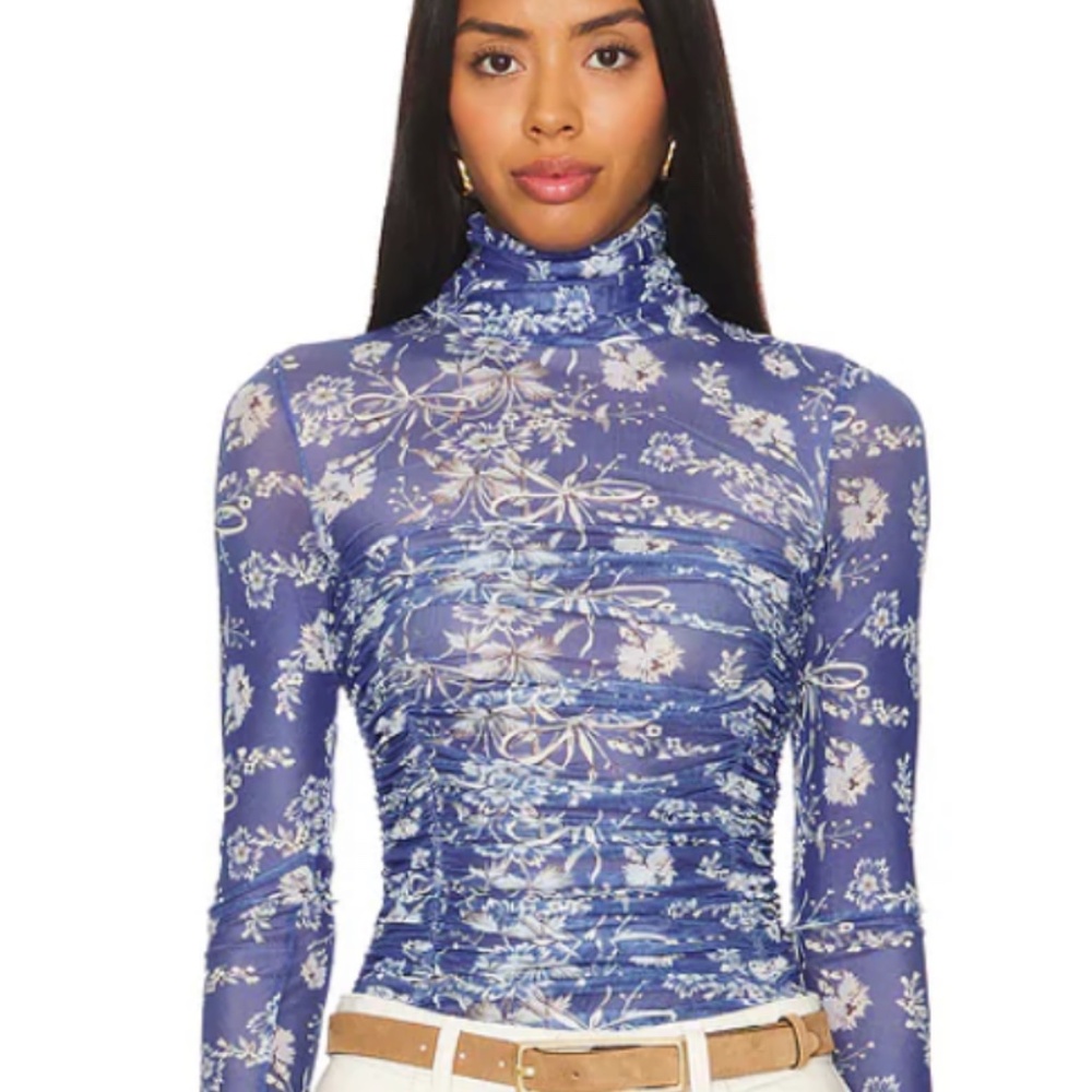 Free people Ruched mesh bodysuit